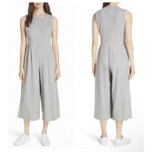 Eileen Fisher Speckled Organic Cotton Jumpsuit in Moon Gray Crop Jumper Size M